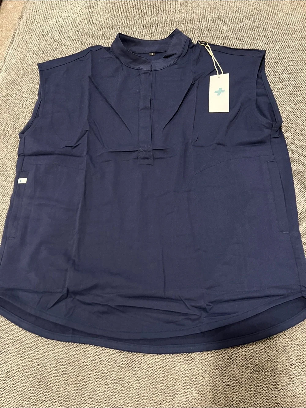 Women’s Navy Drawstring Pants & Tunic Scrub Set
